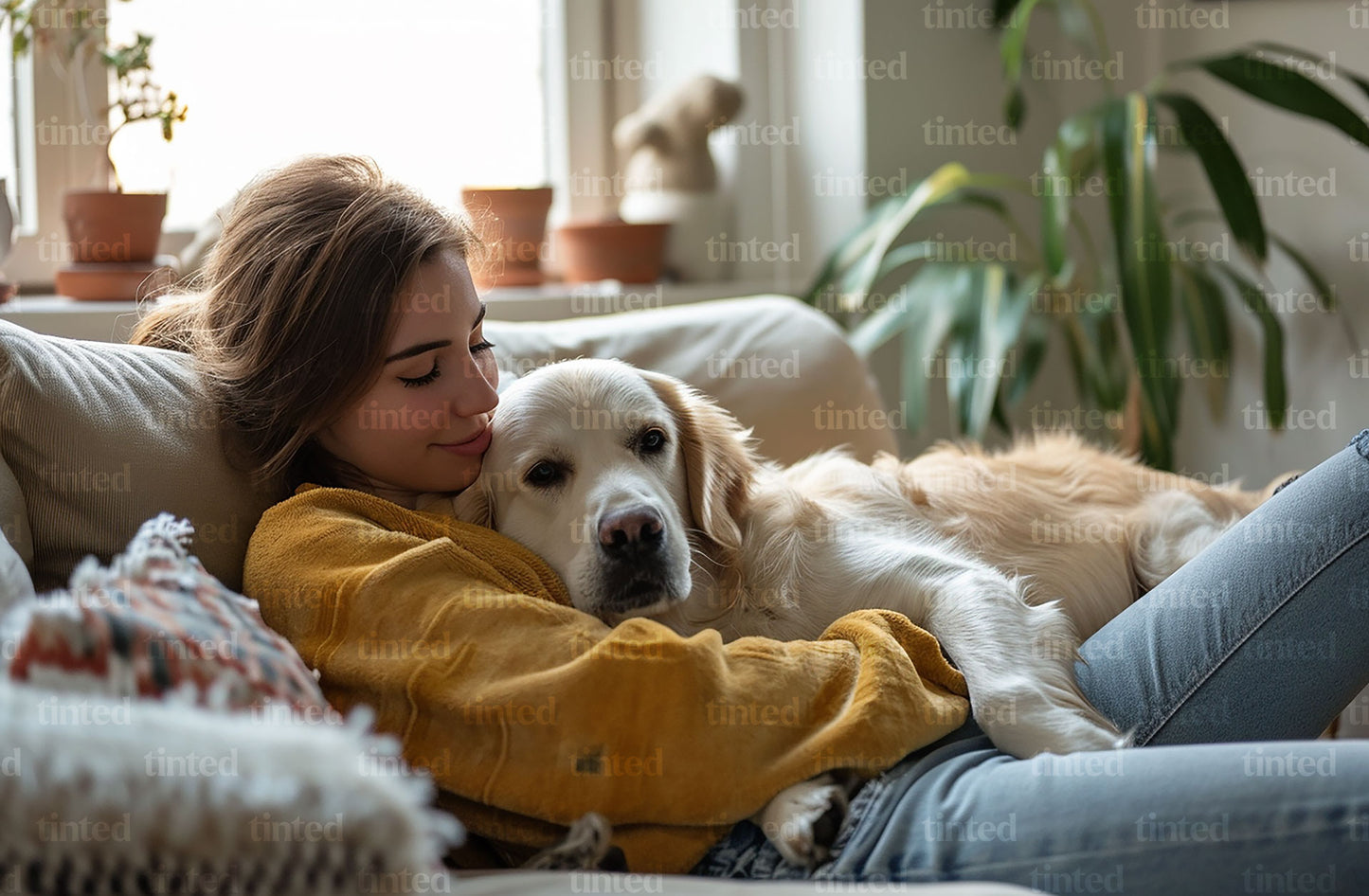 tinted-woman-sitting-on-the-couch-relaxing-and-playing-with-a-dog-8f50436d44b1