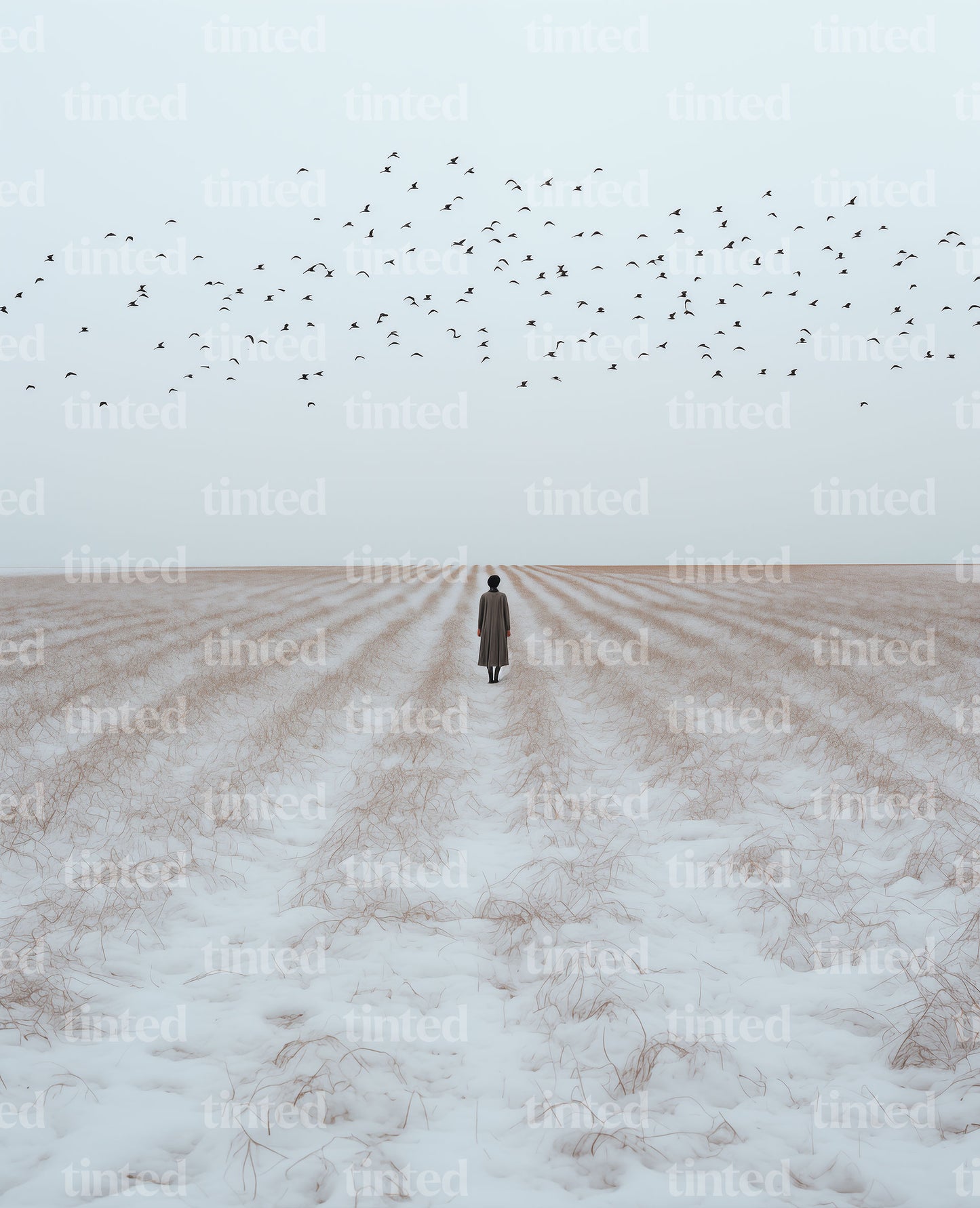 tinted-woman-standing-in-middle-of-the-white-field-has-bird-b838e09cf51e