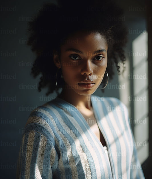 tinted-black-woman-wearing-blue-striped-cardigan-ac1903f1c045